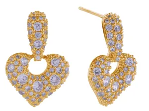 SJE310935 14K Cluster CZ Heart Drop Post Earrings