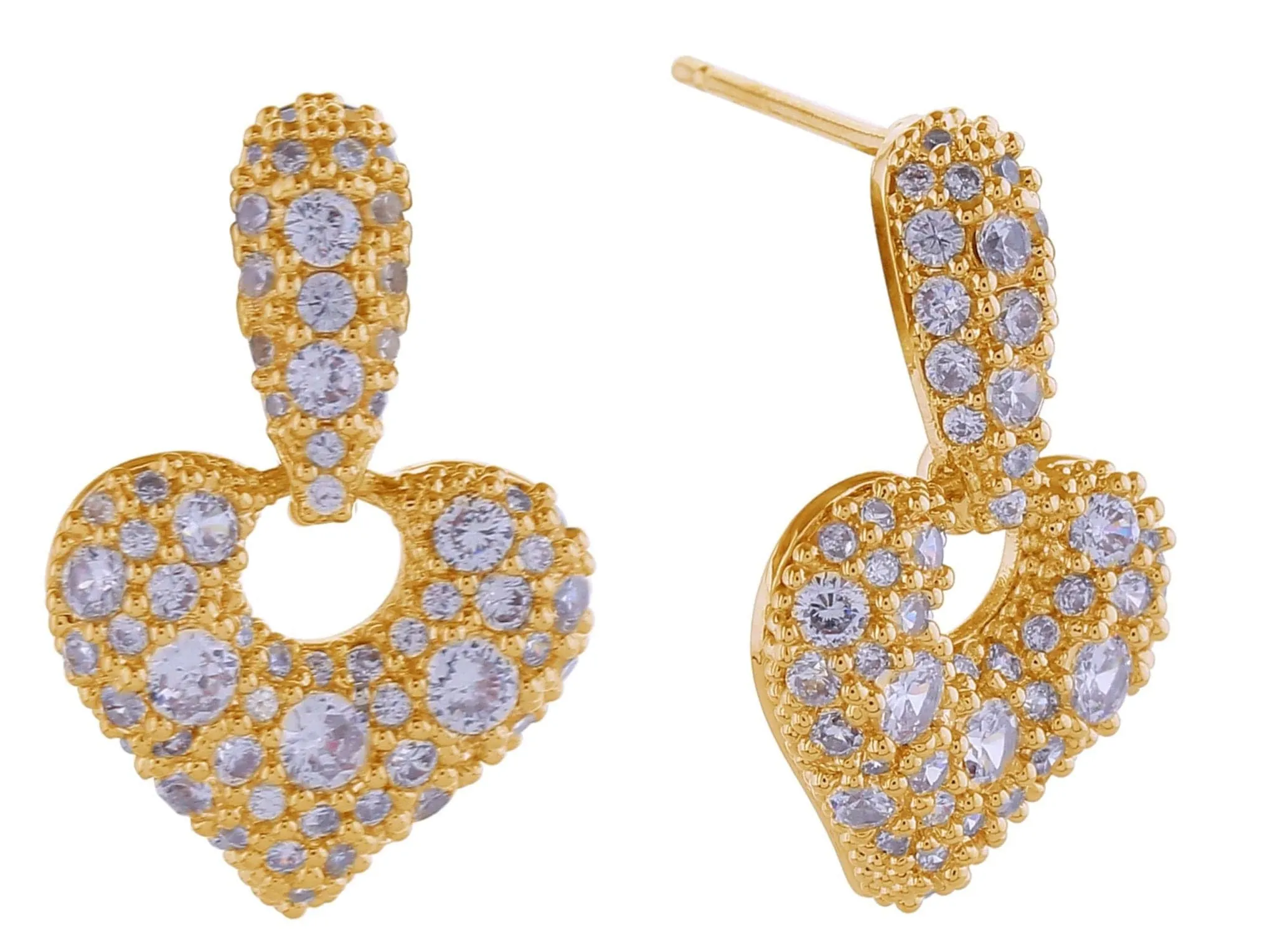 SJE310935 14K Cluster CZ Heart Drop Post Earrings