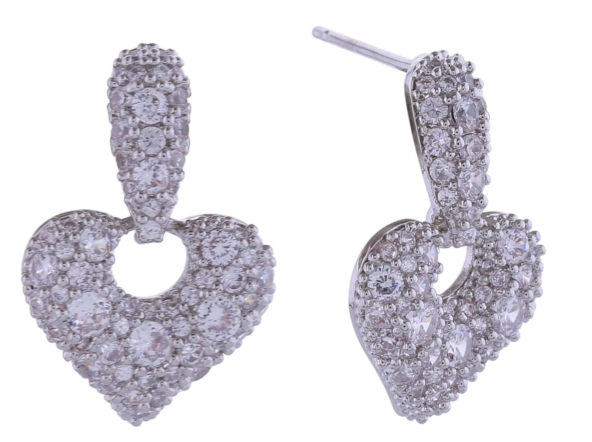 SJE310935 14K Cluster CZ Heart Drop Post Earrings