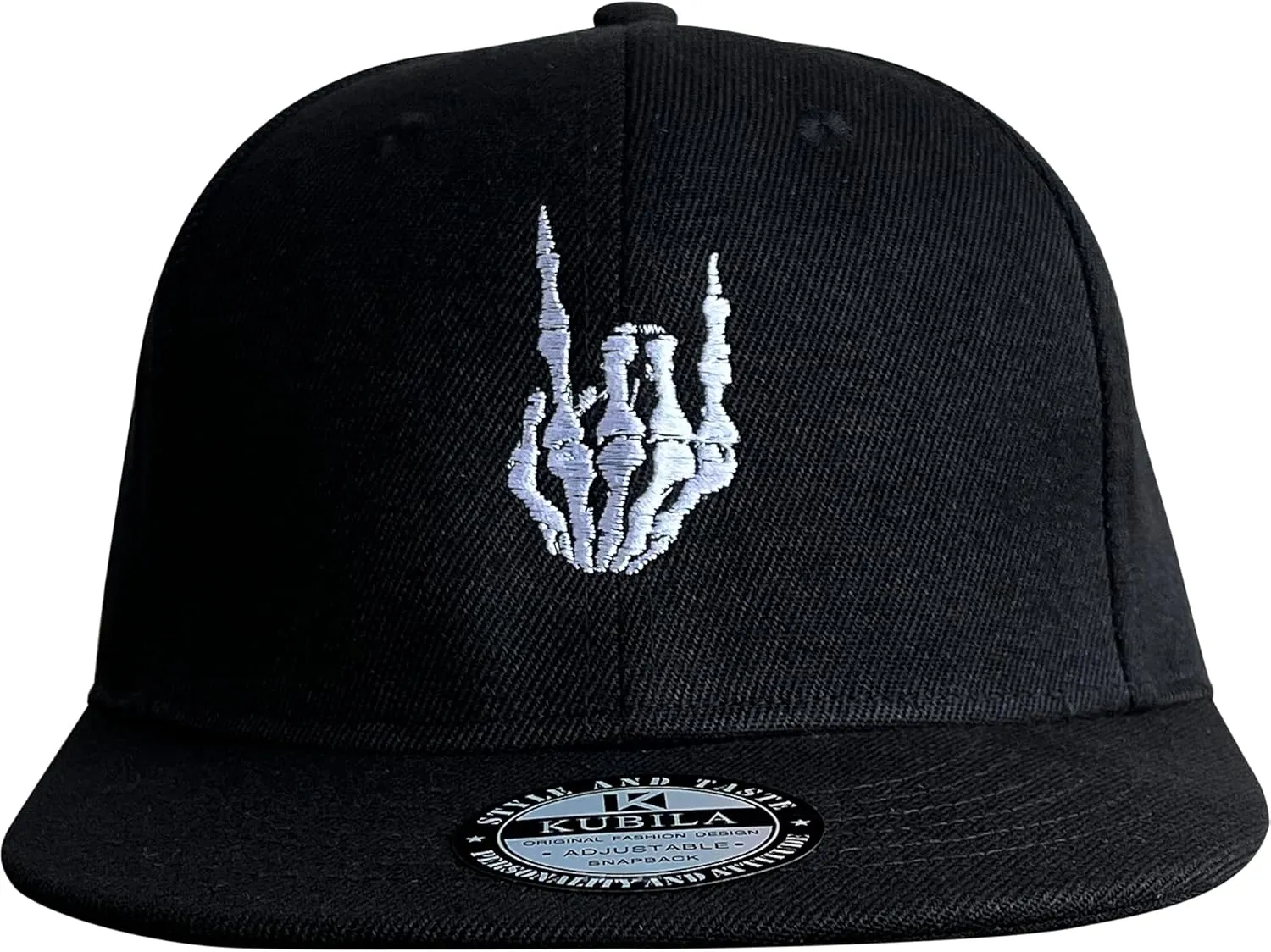 Skeleton Hand with Finger Embroidered Baseball Cap,Funny Plain Black Snapback dad Hats for Men Women
