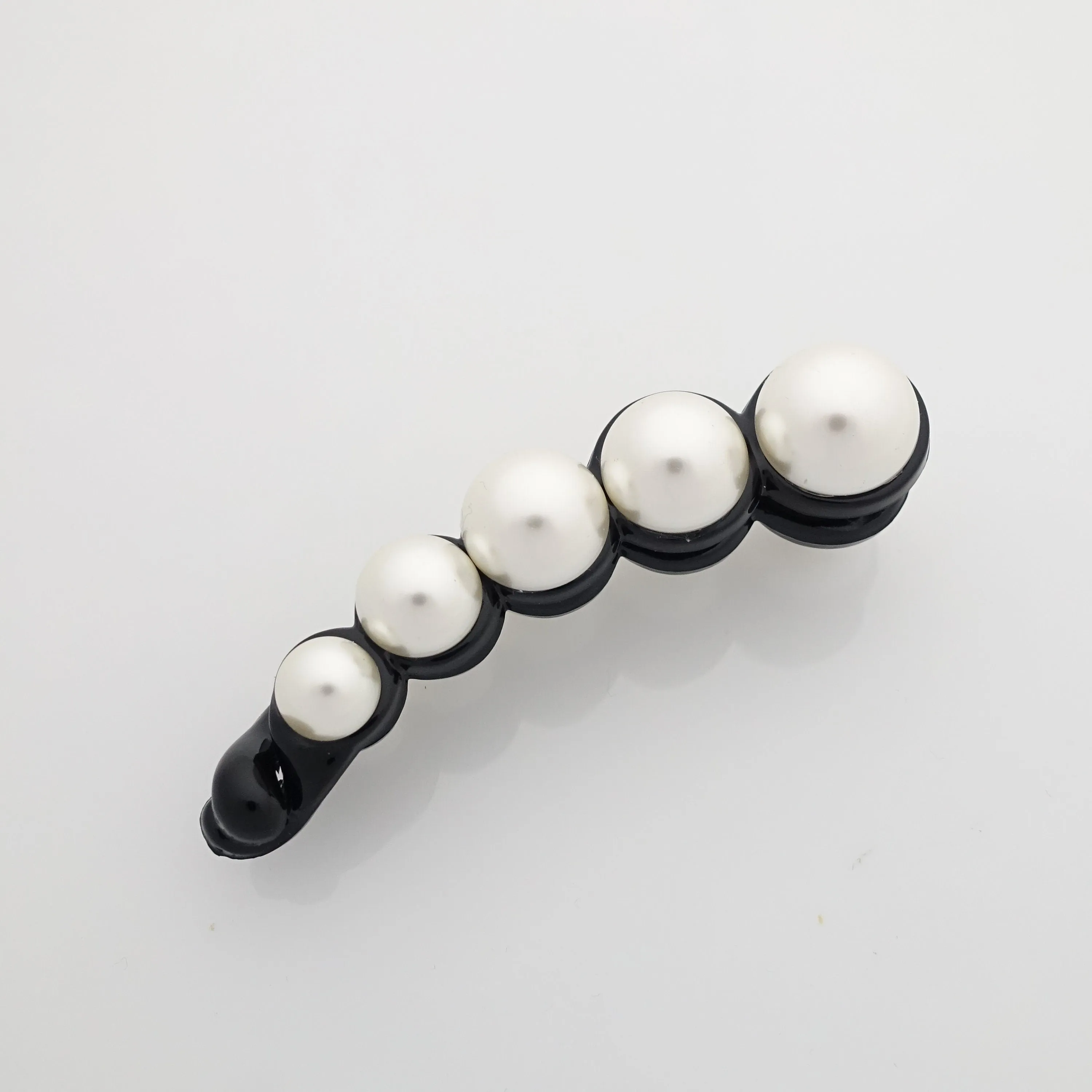 Sleek pearl ball decorated banana hair clip elegant women hair accessory