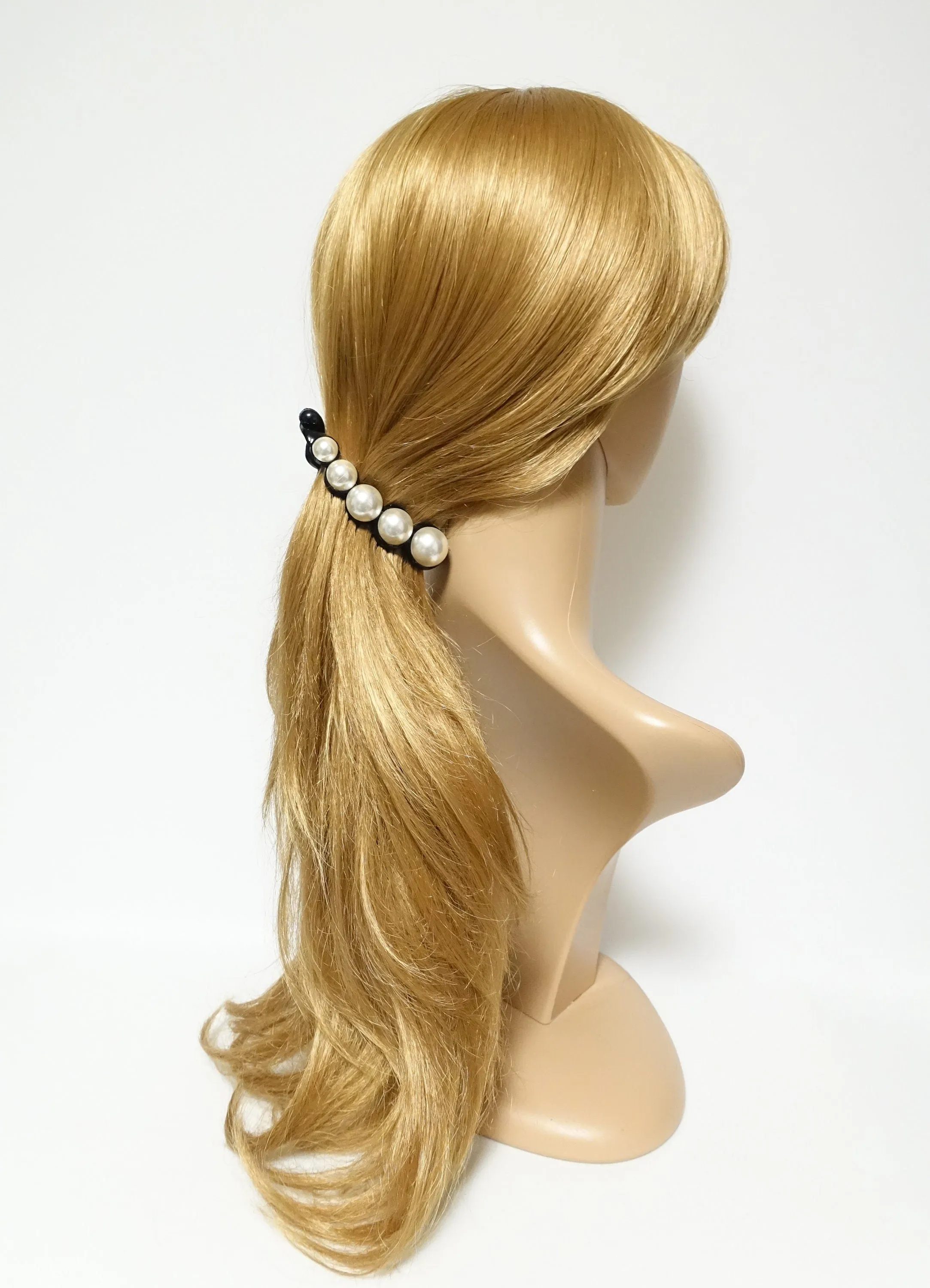 Sleek pearl ball decorated banana hair clip elegant women hair accessory