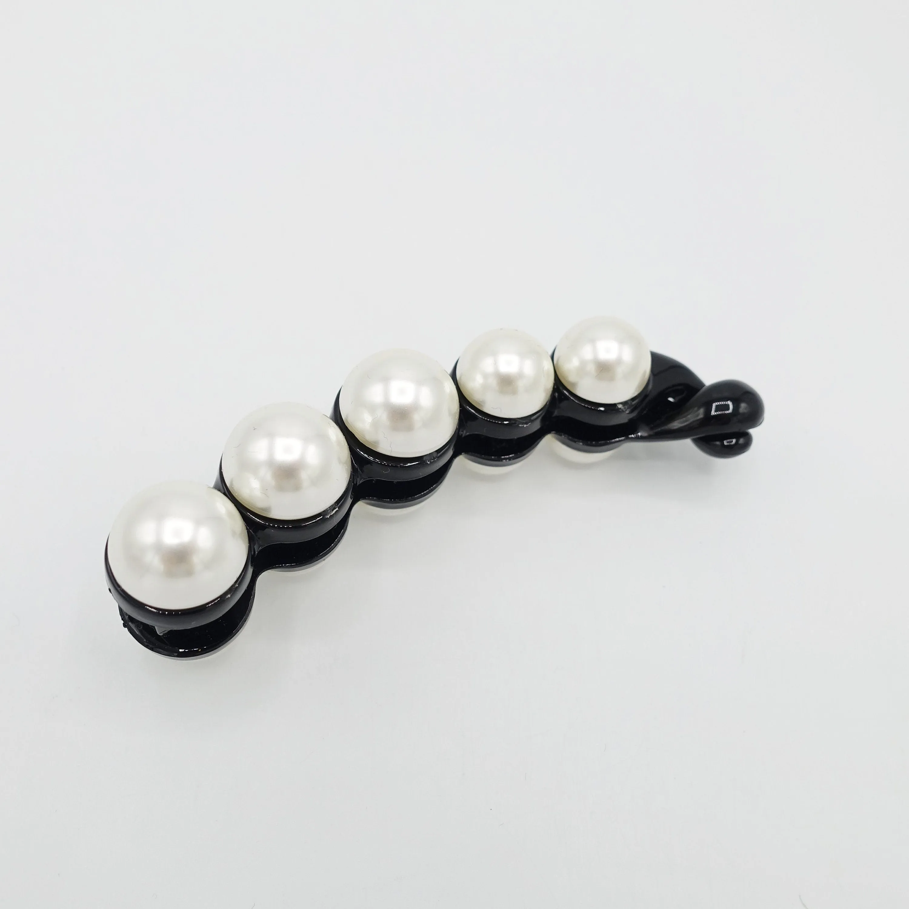 Sleek pearl ball decorated banana hair clip elegant women hair accessory