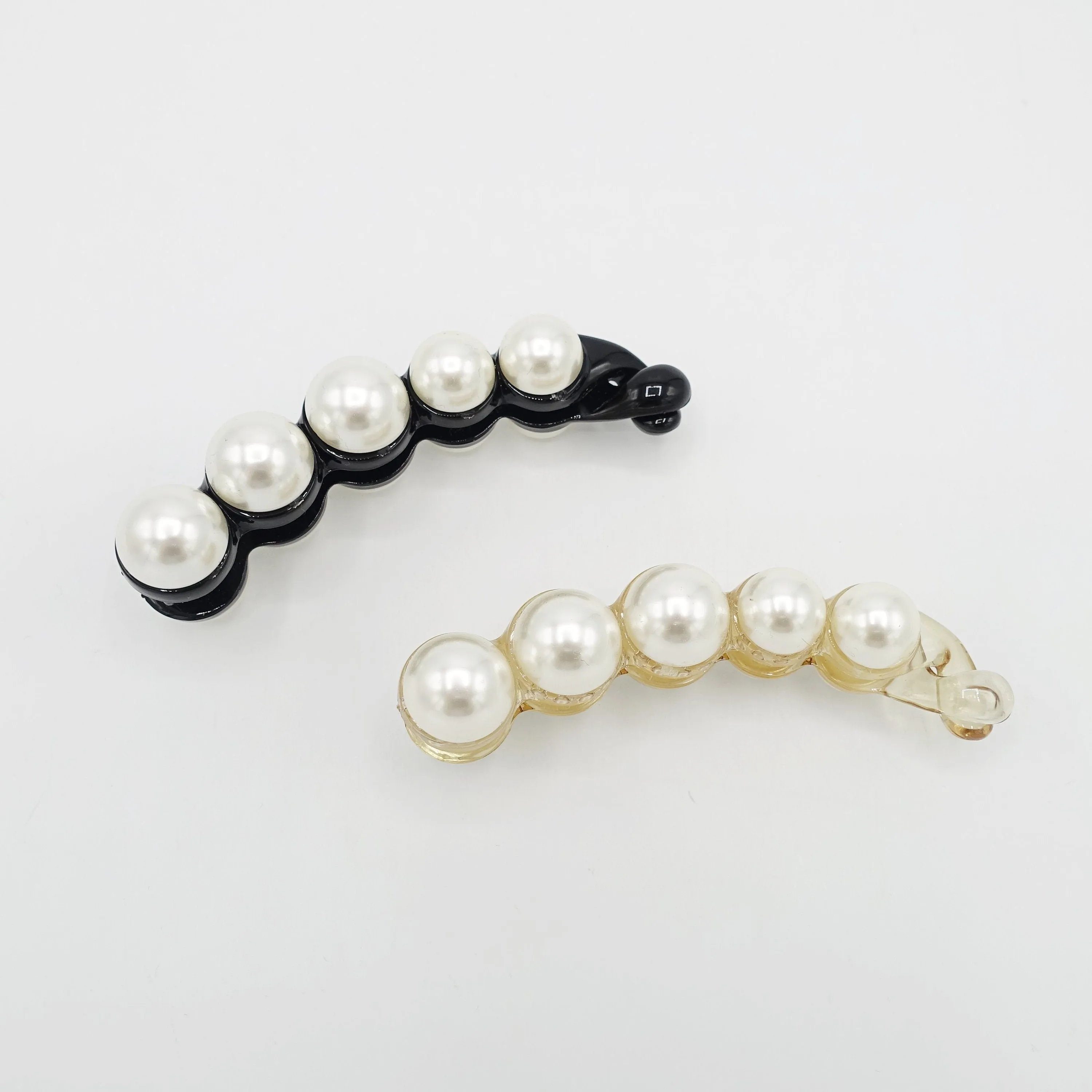 Sleek pearl ball decorated banana hair clip elegant women hair accessory