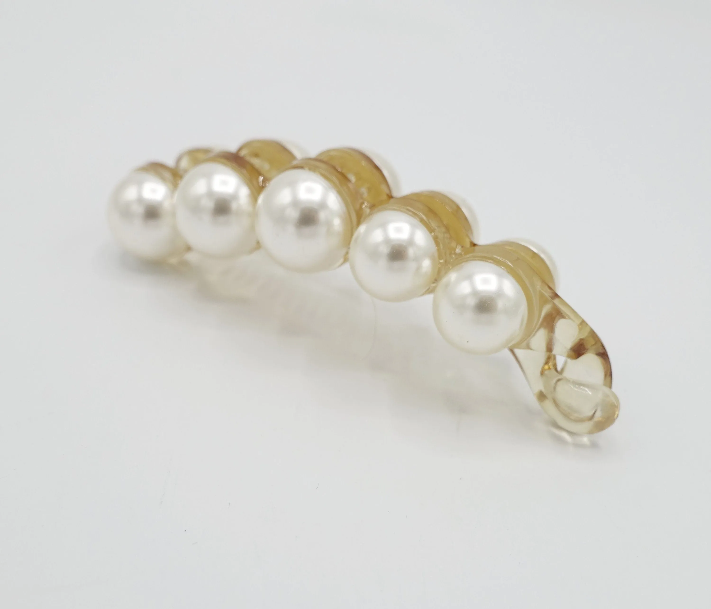 Sleek pearl ball decorated banana hair clip elegant women hair accessory