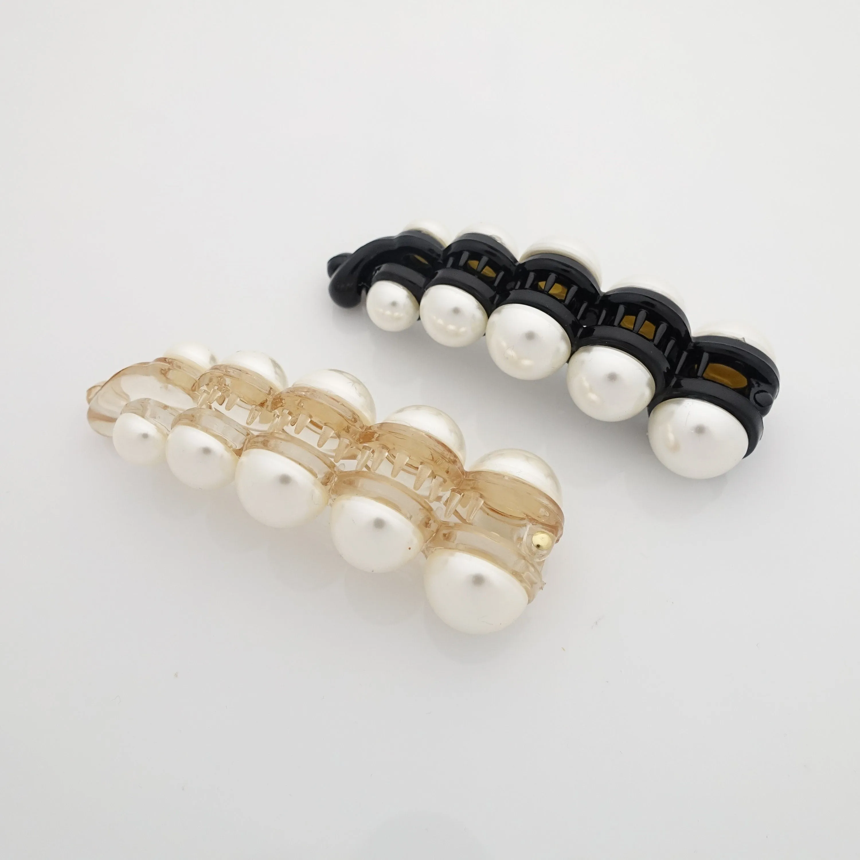 Sleek pearl ball decorated banana hair clip elegant women hair accessory