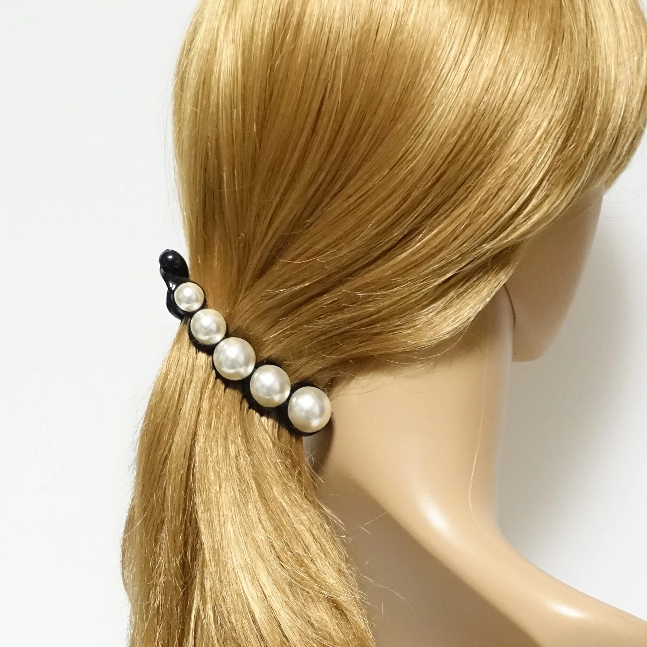 Sleek pearl ball decorated banana hair clip elegant women hair accessory