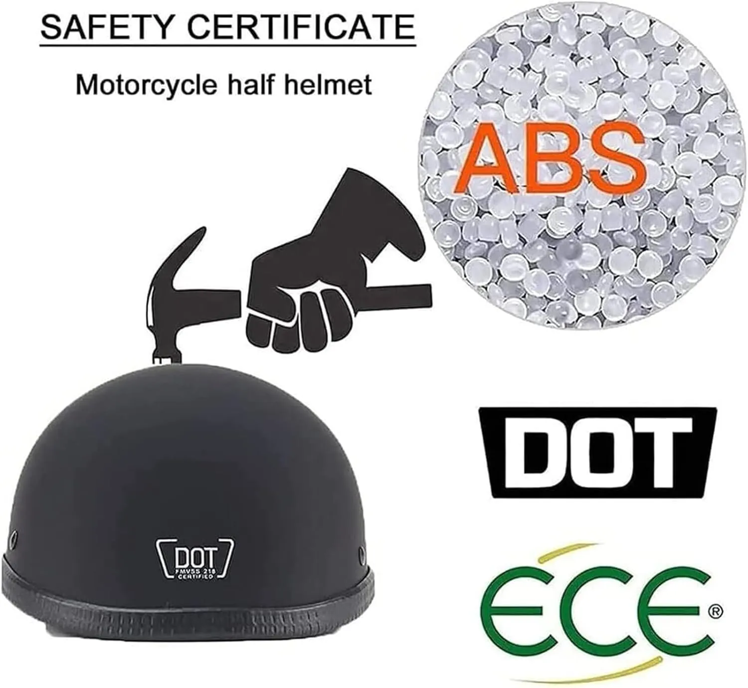 Small and Light DOT Approved German Style Motorcycle Helmet,Low Profile Cool Half Shell Electric Bicycle Helmet,Retro Moped Bike Beanie Helmets,Skull Cap for Adults Men and Women