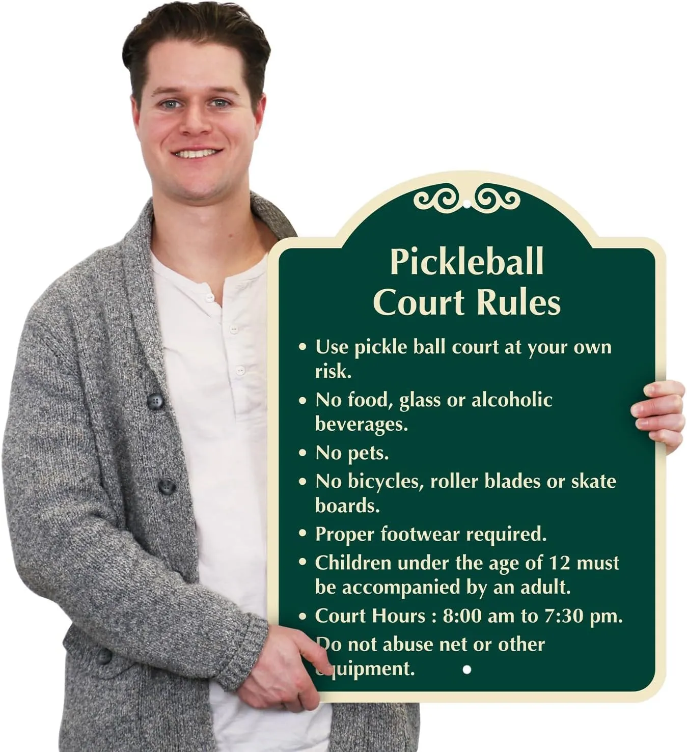 SmartSign 18" x 24" Designer Custom Pickleball Court Rules Sign, 120 mil Aluminum Composite (ACM), Reflective Option, Choose Color, Made in USA