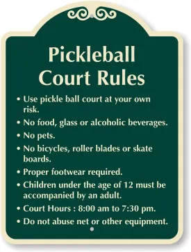 SmartSign 18" x 24" Designer Custom Pickleball Court Rules Sign, 120 mil Aluminum Composite (ACM), Reflective Option, Choose Color, Made in USA