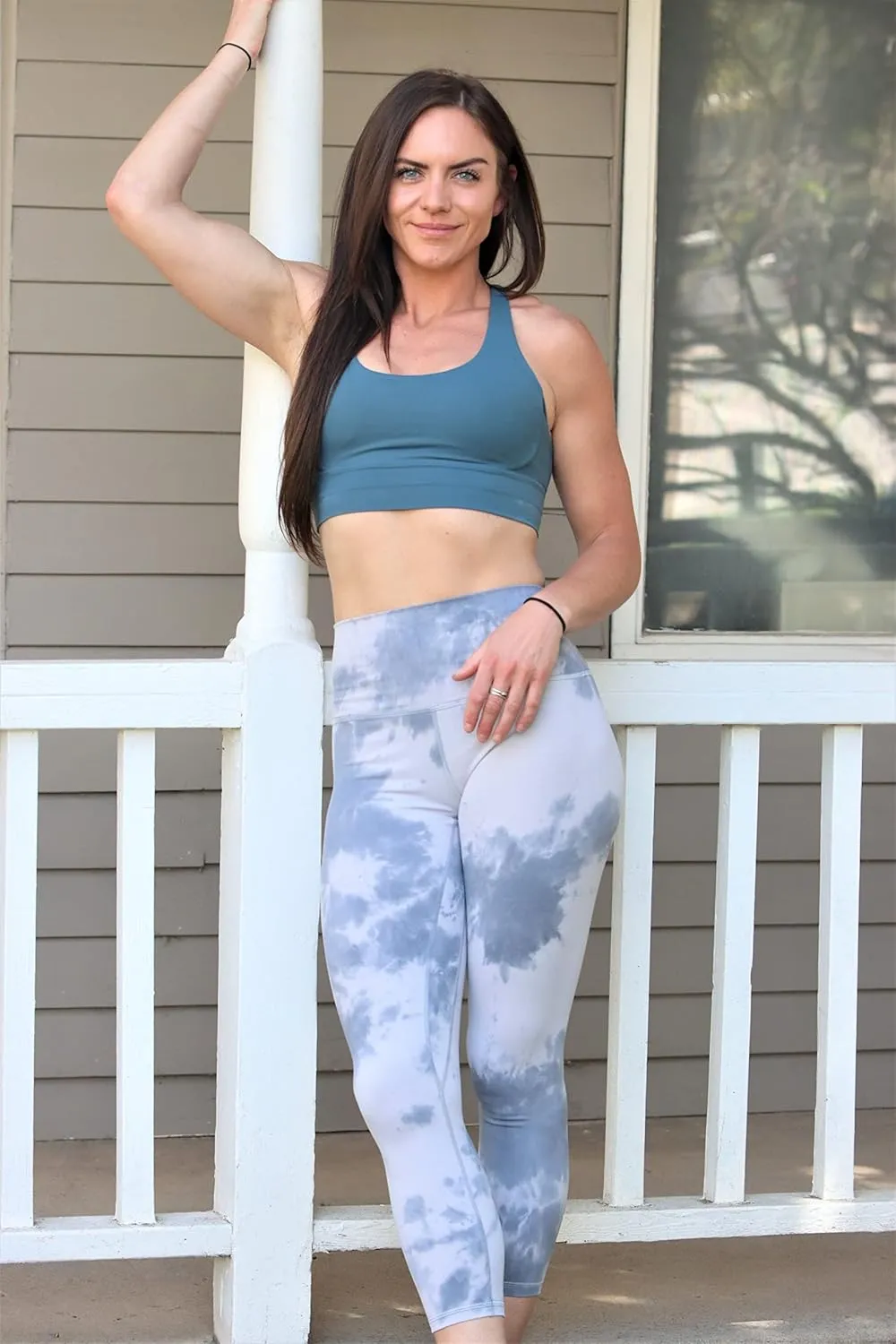 Snow Society Women High Waist Active Sports Capri Leggings Tie Dye Yoga Pants Tummy Control Stretch Athletic Workout Legging