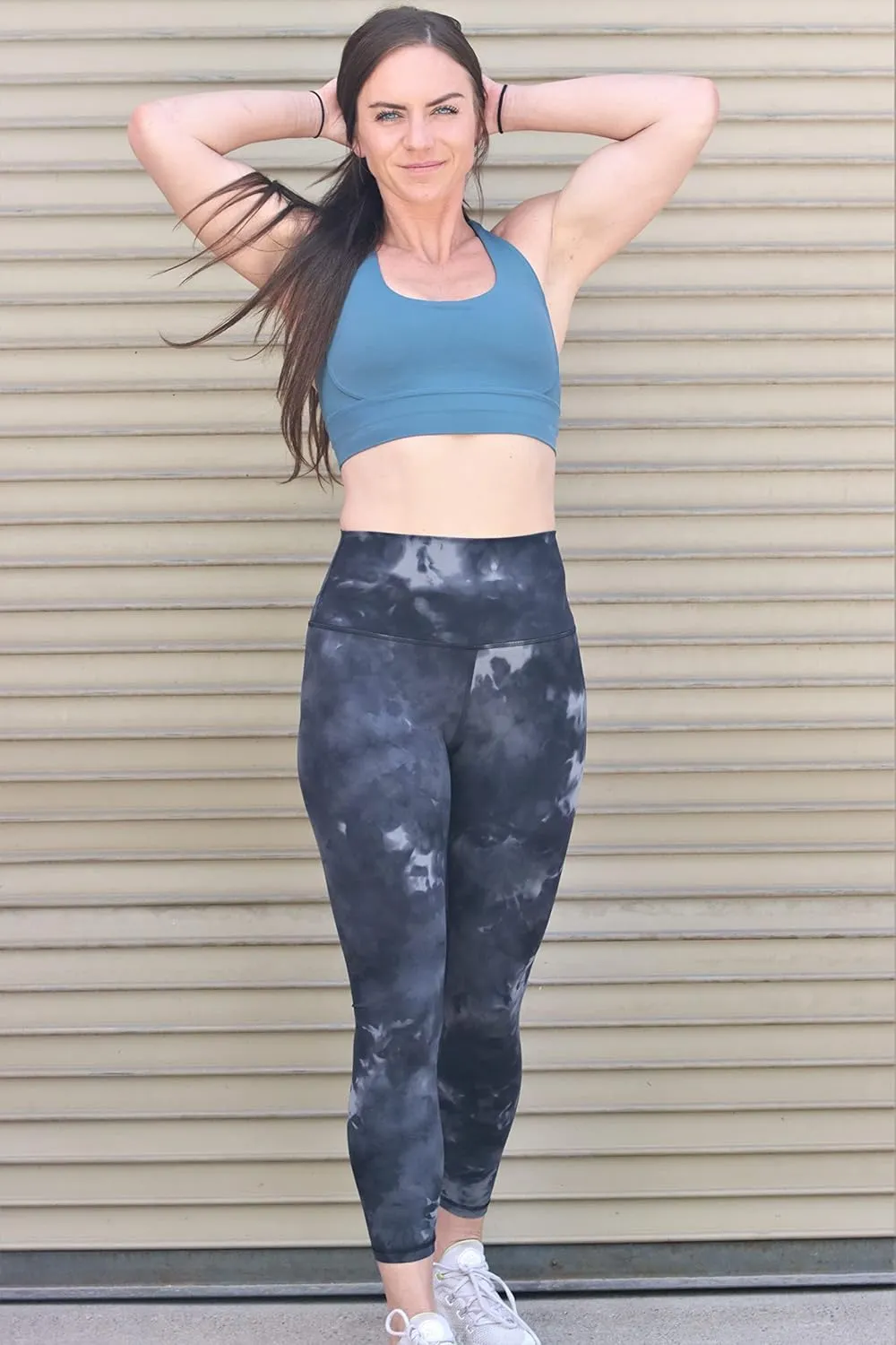 Snow Society Women High Waist Active Sports Capri Leggings Tie Dye Yoga Pants Tummy Control Stretch Athletic Workout Legging