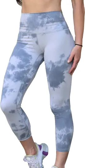 Snow Society Women High Waist Active Sports Capri Leggings Tie Dye Yoga Pants Tummy Control Stretch Athletic Workout Legging