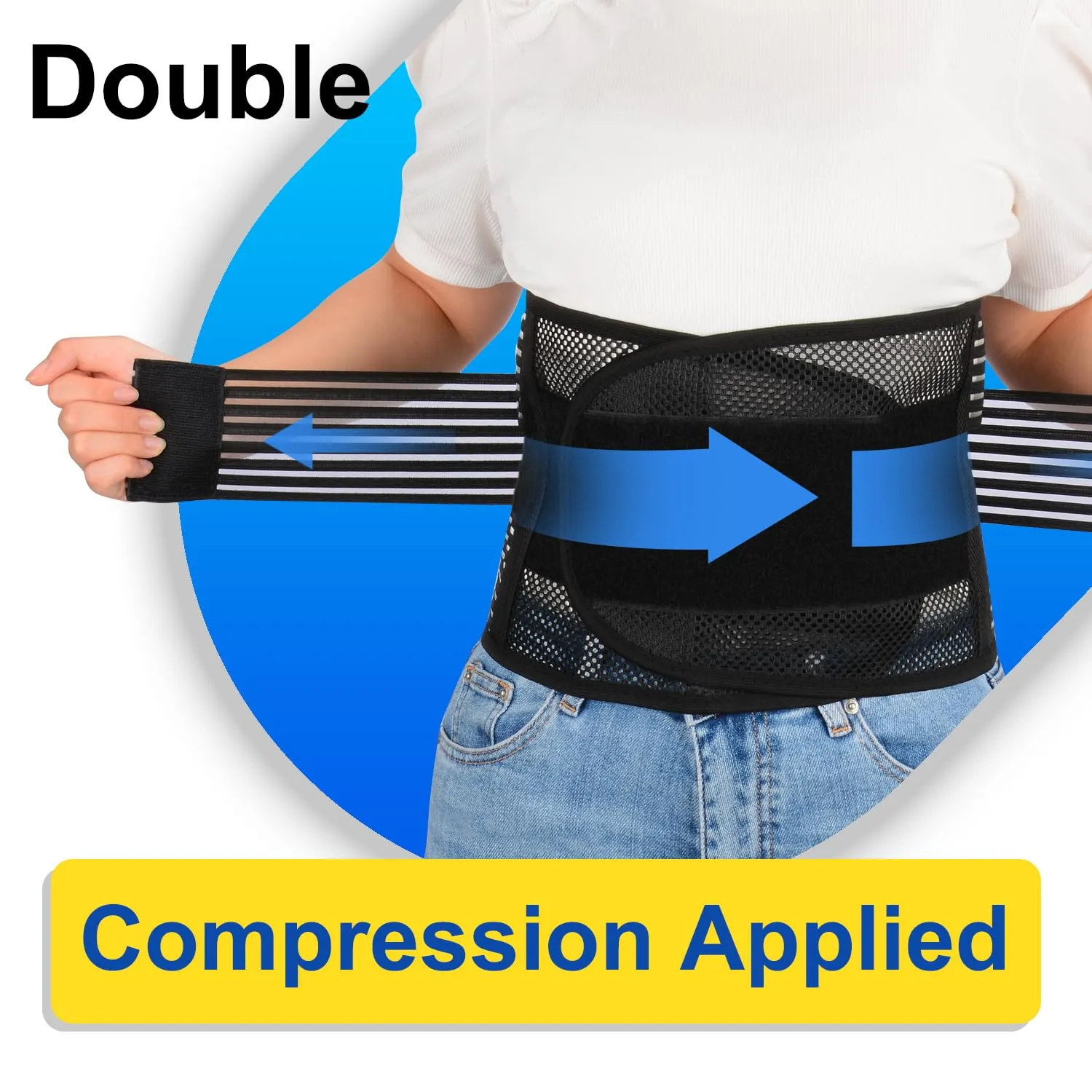 supregear Lower Back Brace, Adjustable Breathable Back Brace for Lower Back Belt Waist Lumbar Support for Men Women Back Pain, Herniated Disc, Sciatica, Scoliosis (Black, M)
