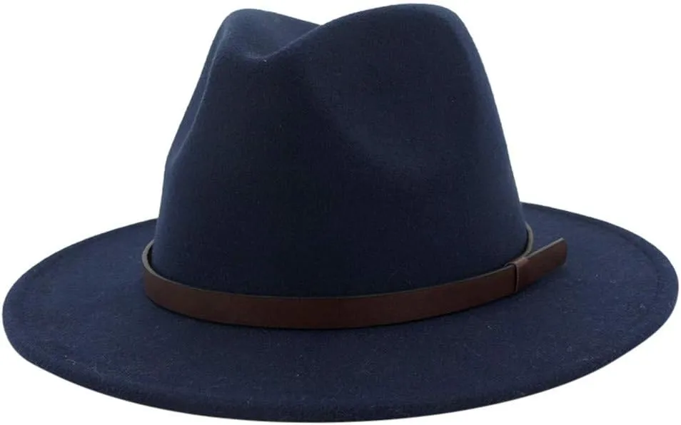 Unisex Fedora Wide Brim Hat Retro Strap Classic Faux Cowboy Sun Party Plain Hats Pinch Front Solid Glant Floppy Punama Hat