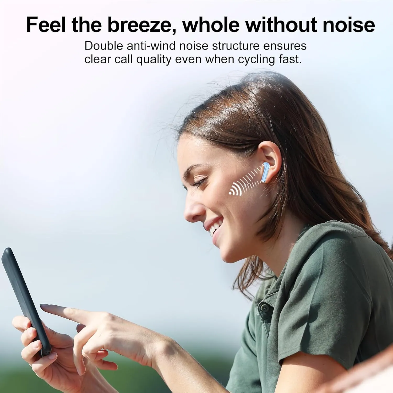 Wireless Earbuds 2024 Bluetooth 5.3 Headphones with HD Mic HiFi Stereo Sound, Wireless Earphones with Dual LED Display Touch Control, IPX7 Waterproof 30H Playtime Ear Buds for iOS Android, Hellblau