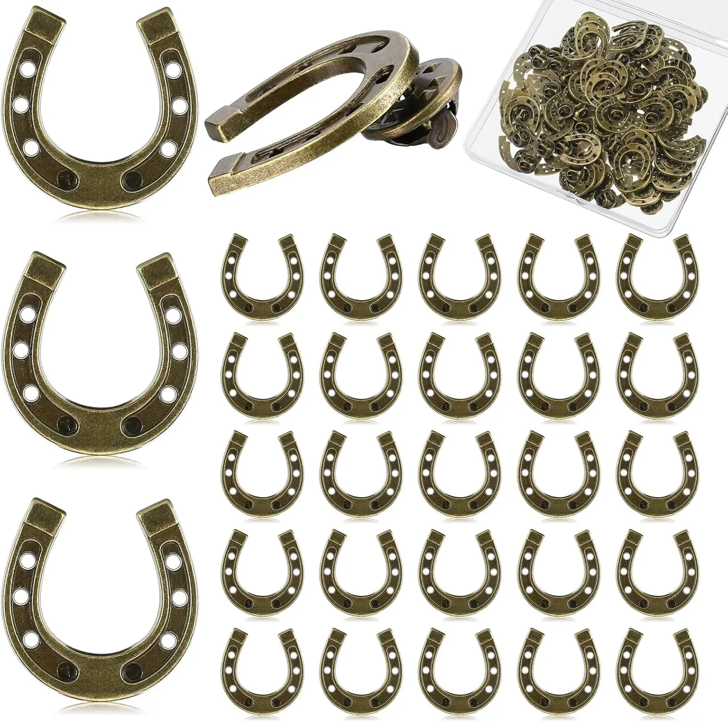 Yinkin 50 Pcs Cowboy Western Lapel Pin Men Women Lucky Horseshoe Lapel Pin Vintage Metal Horseshoe Cowgirl Backpack Party