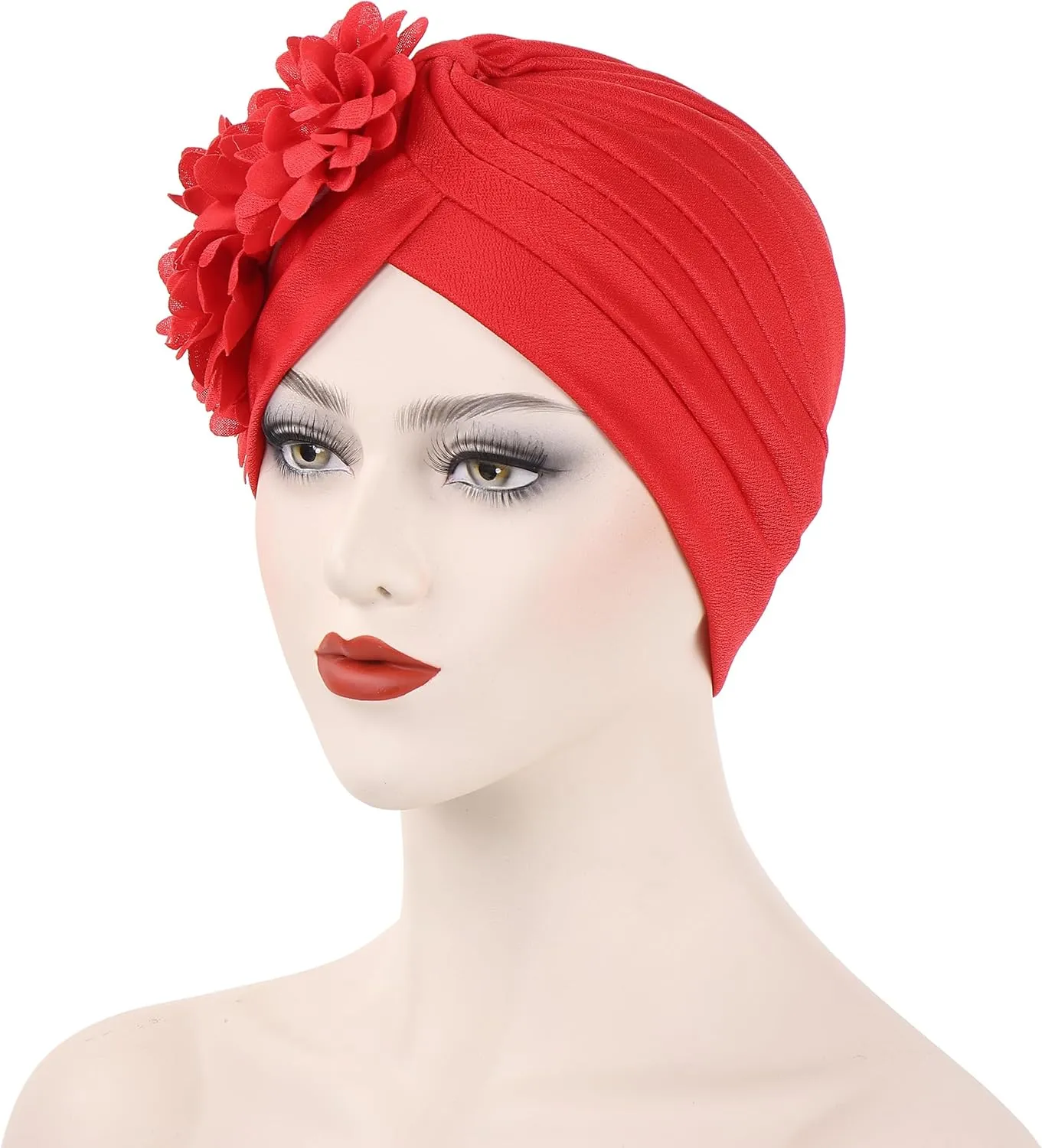 YYAOJHAO Women Flower Turban Hats - Ruffle Pre Tied Headwrap Caps Chemo Beanies Hijab Headscarf for Cancer Patient Hair Loss
