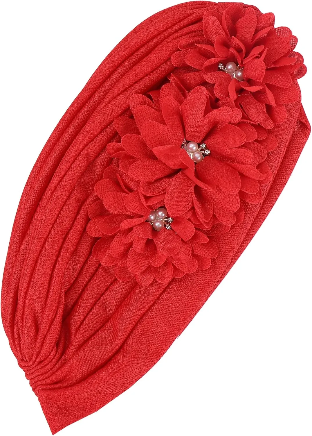 YYAOJHAO Women Flower Turban Hats - Ruffle Pre Tied Headwrap Caps Chemo Beanies Hijab Headscarf for Cancer Patient Hair Loss