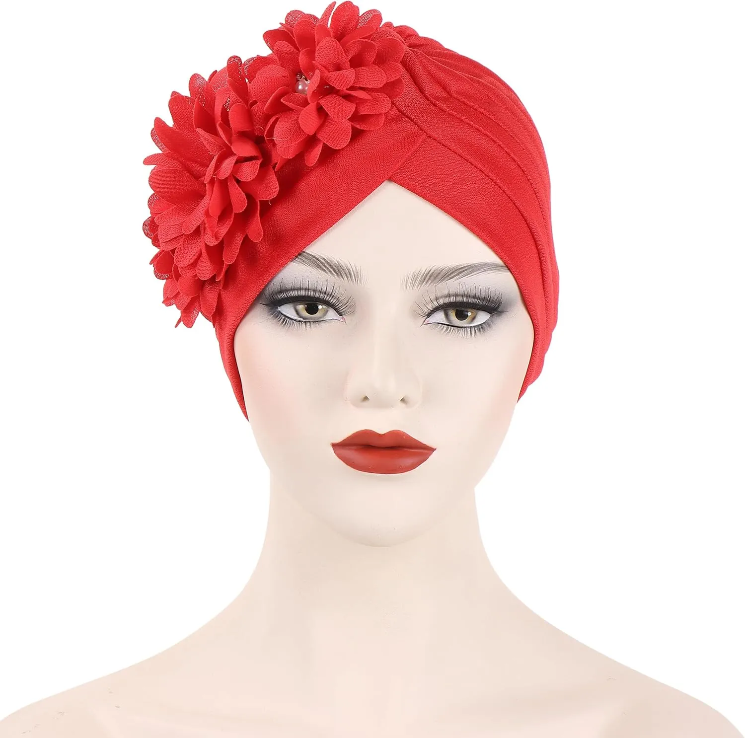 YYAOJHAO Women Flower Turban Hats - Ruffle Pre Tied Headwrap Caps Chemo Beanies Hijab Headscarf for Cancer Patient Hair Loss